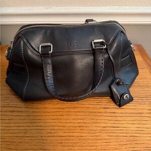 Coach 37017 Ace black glovetanned leather satchel with whipstich detail